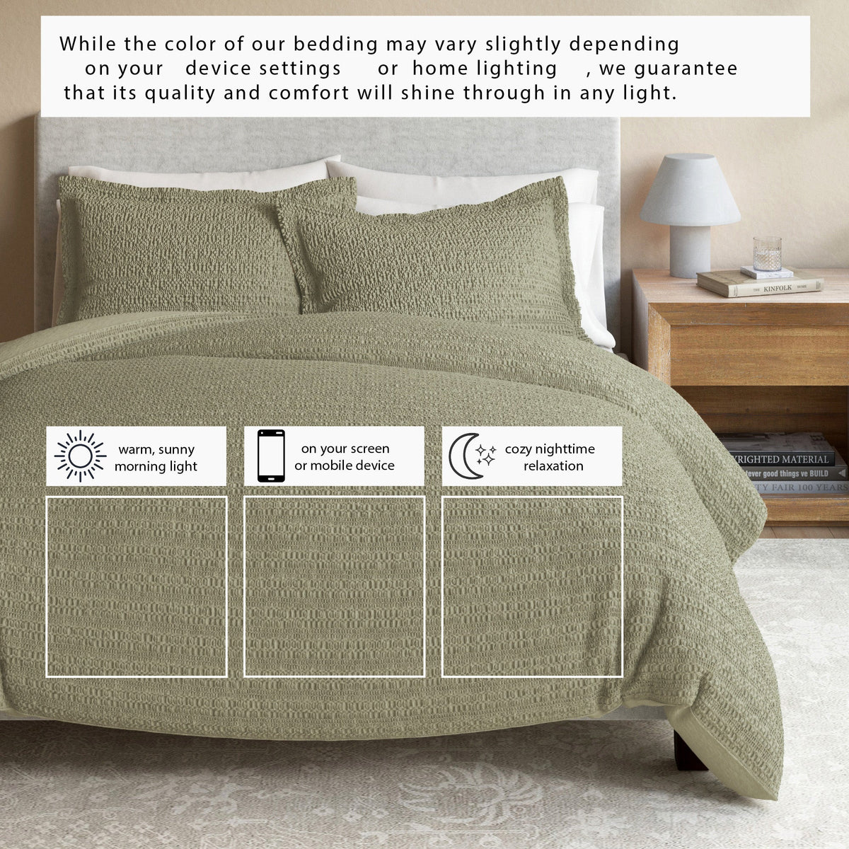 Cotton Honeycomb Waffle Weave Duvet Cover Set – Mattea Collection – view 36