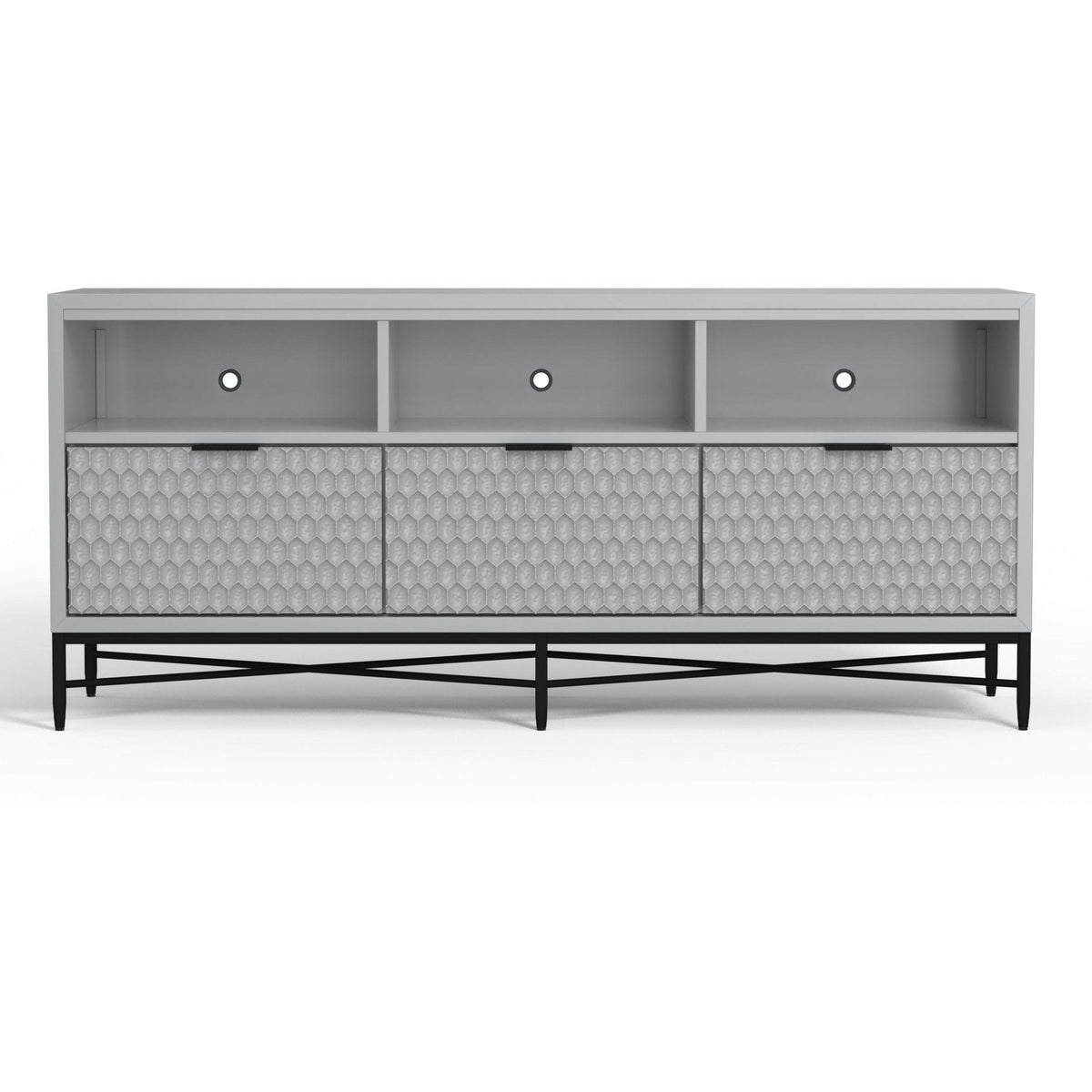 Milo Mahogany TV Console with Pewter Metal Base, Gray – view 5