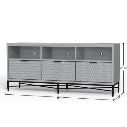 Milo Mahogany TV Console with Pewter Metal Base, Gray – view 8