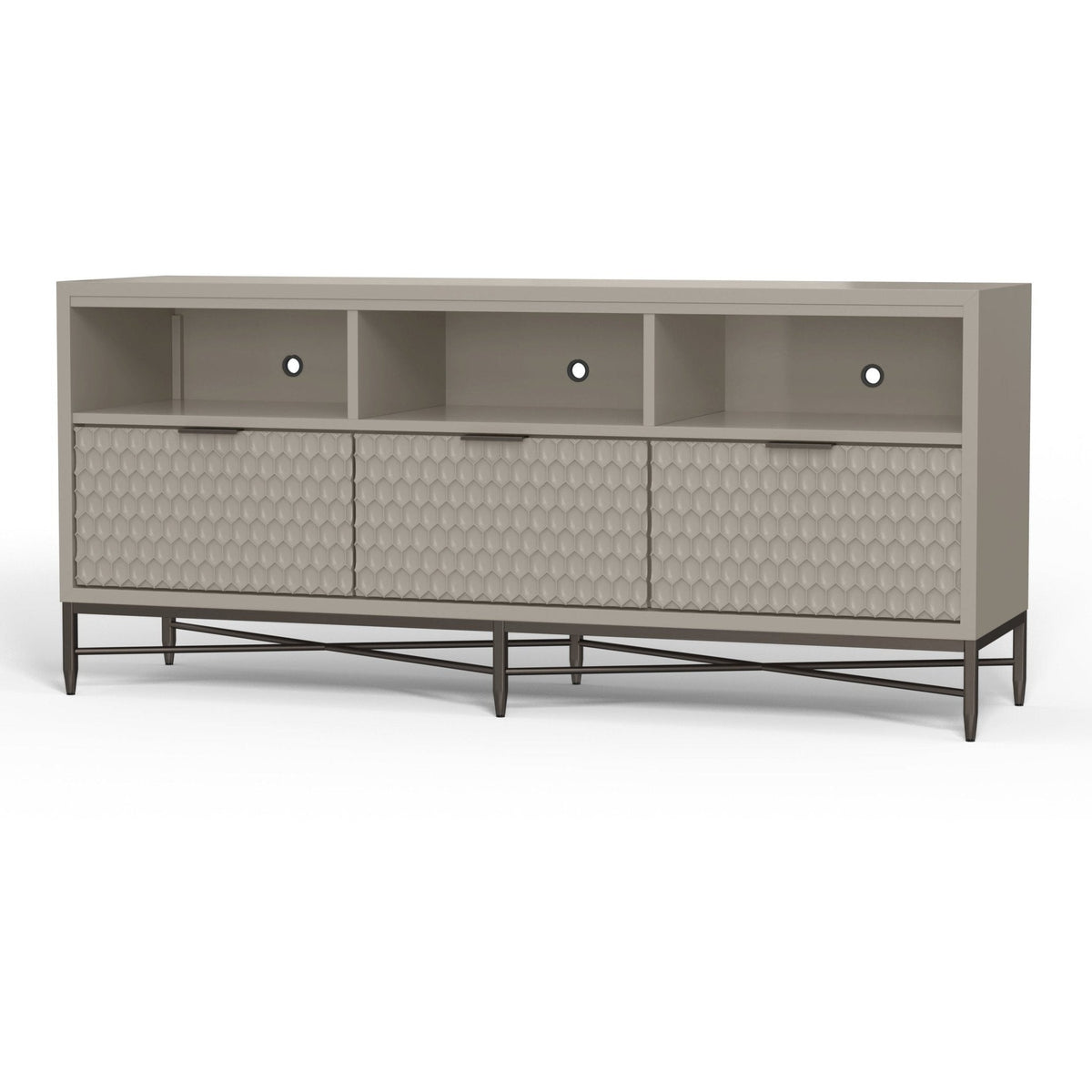Milo Mahogany TV Console with Pewter Metal Base, Gray – view 3