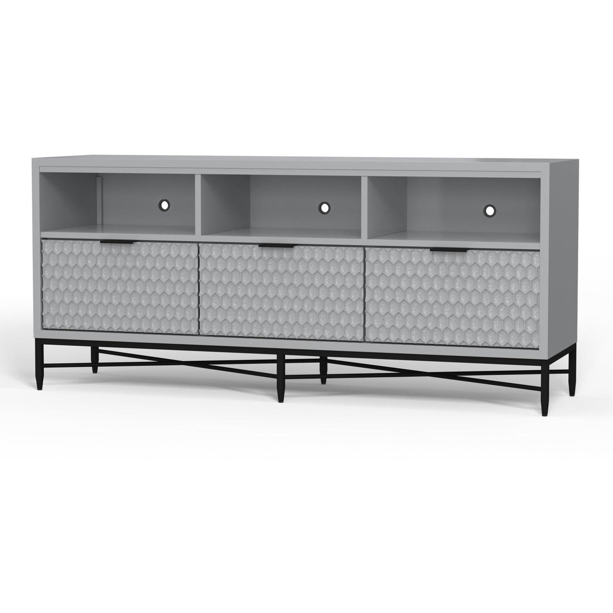 Milo Mahogany TV Console with Pewter Metal Base, Gray – view 6