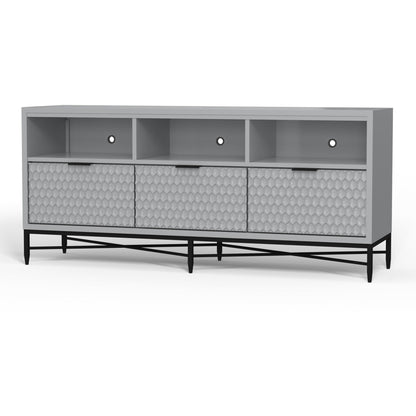 Milo Mahogany TV Console with Pewter Metal Base, Gray – view 6