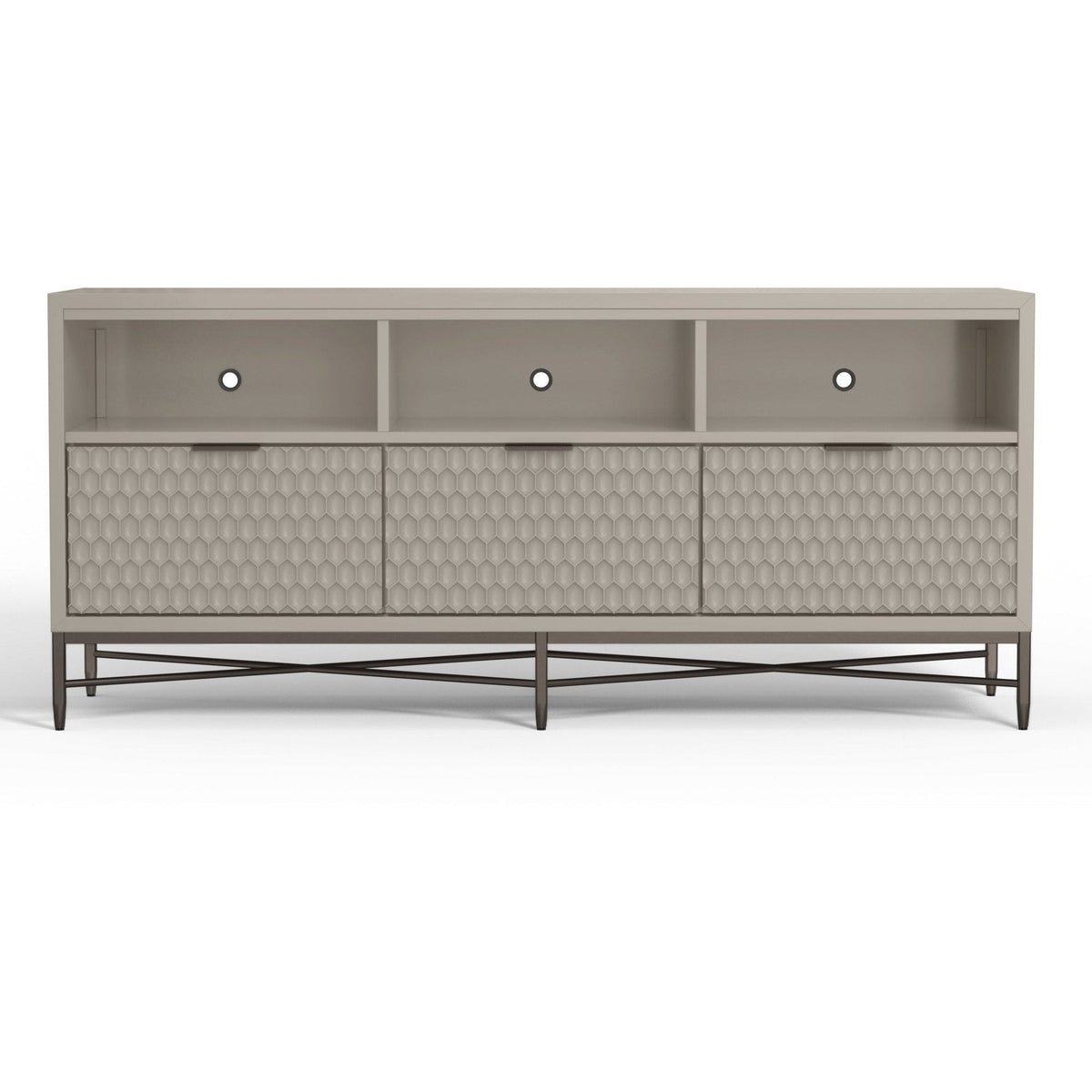 Milo Mahogany TV Console with Pewter Metal Base, Gray – view 2