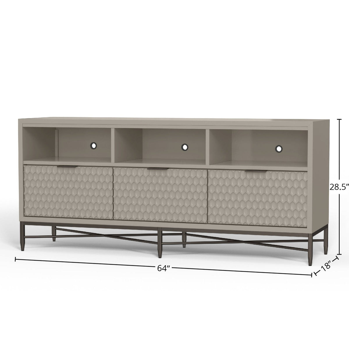 Milo Mahogany TV Console with Pewter Metal Base, Gray – view 7