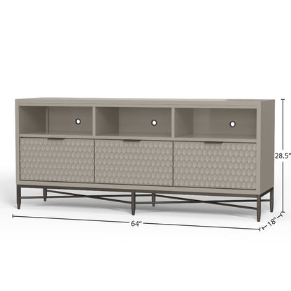 Milo Mahogany TV Console with Pewter Metal Base, Gray – view 7