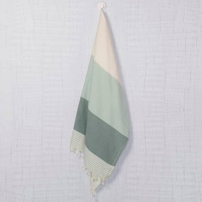 Multi Color Striped Turkish Towel, Handwoven Cotton, Oversized 39 x 70 – view 5