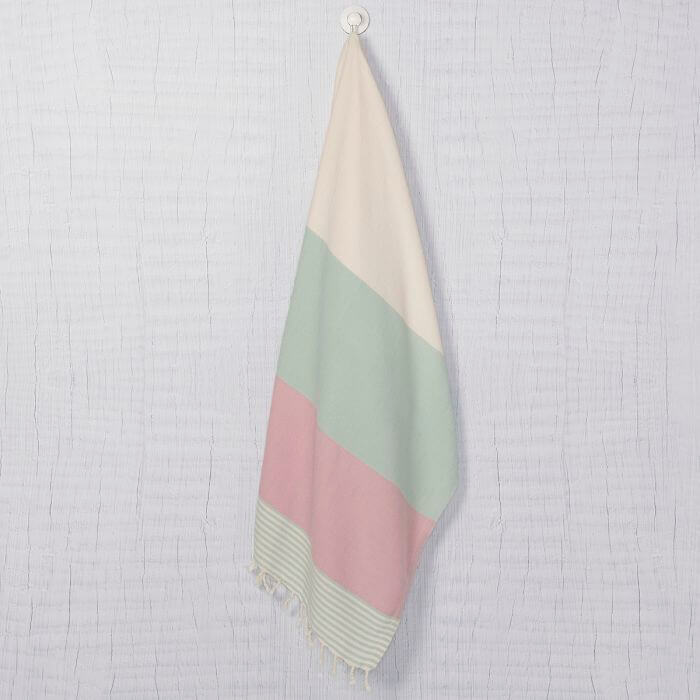Multi Color Striped Turkish Towel, Handwoven Cotton, Oversized 39 x 70 – view 13