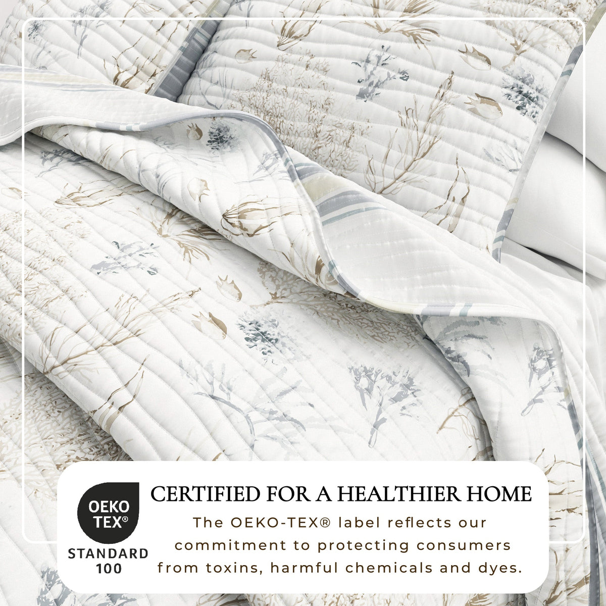 Coral Sea Maze Coastal Microfiber Quilt Set – Newcomb Collection – view 2