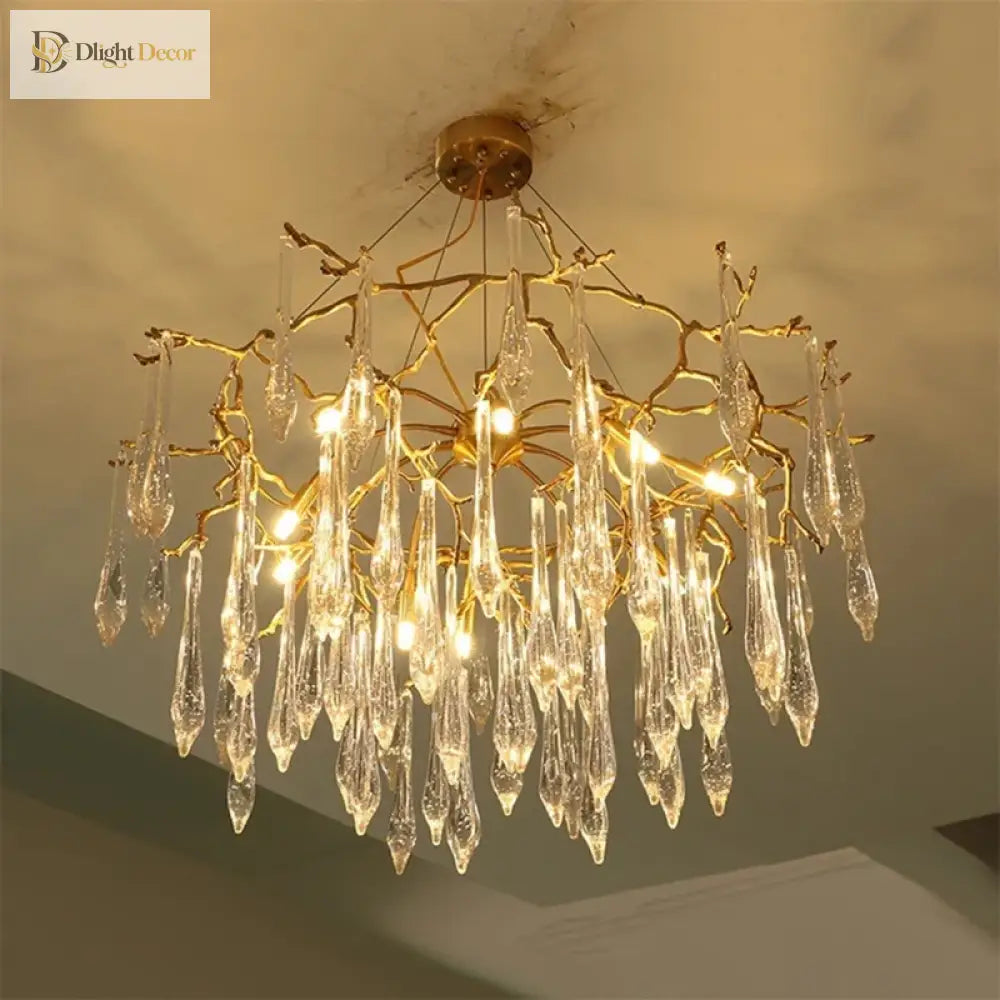 Modern Crystal Water Drop Chandelier, Clear or Colorful, Round or Linear – view 6