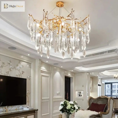 Modern Crystal Water Drop Chandelier, Clear or Colorful, Round or Linear – view 4