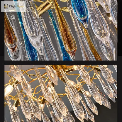 Modern Crystal Water Drop Chandelier, Clear or Colorful, Round or Linear – view 5