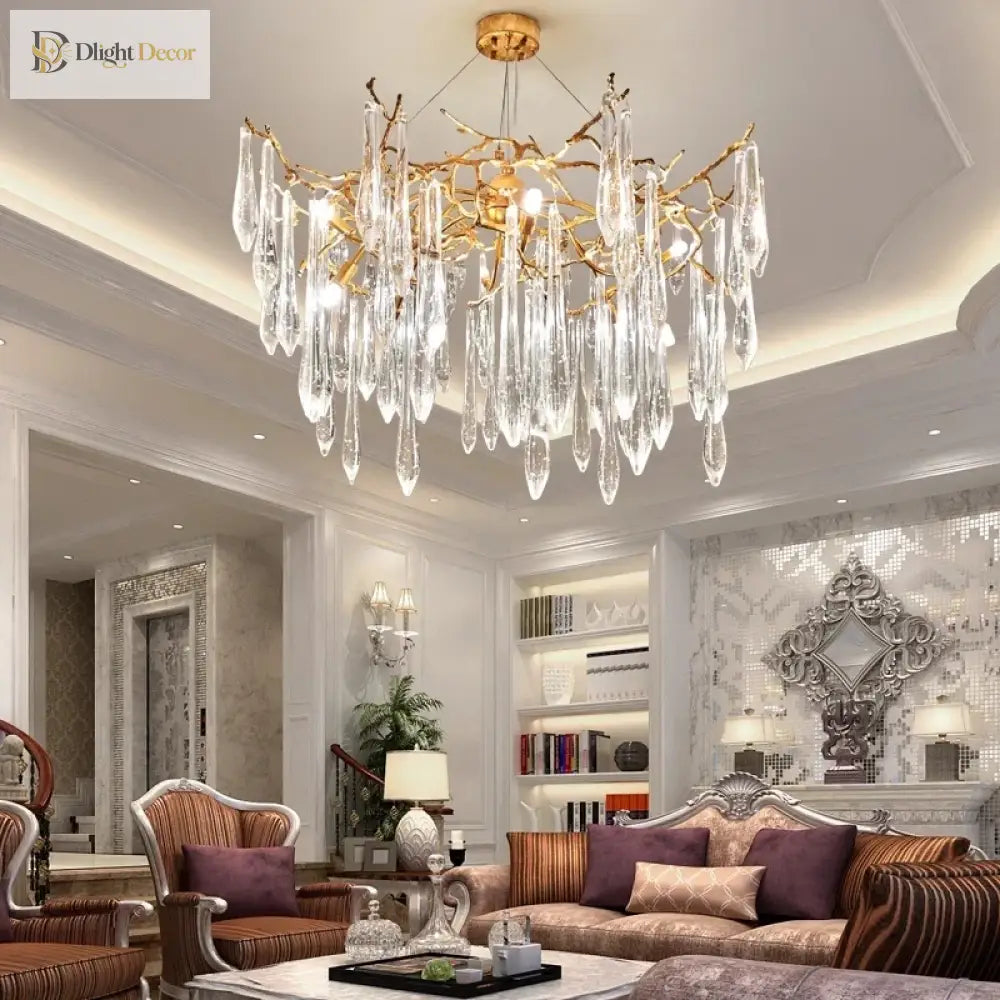 Modern Crystal Water Drop Chandelier, Clear or Colorful, Round or Linear – view 3