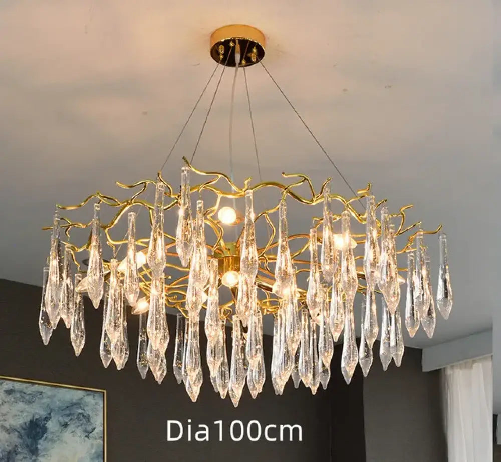 Modern Crystal Water Drop Chandelier, Clear or Colorful, Round or Linear – view 10