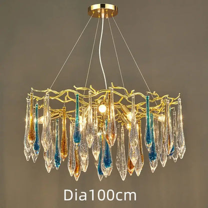 Modern Crystal Water Drop Chandelier, Clear or Colorful, Round or Linear – view 13