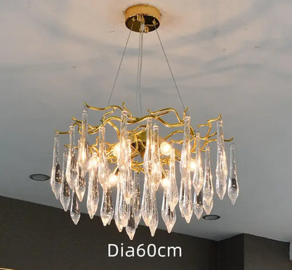 Modern Crystal Water Drop Chandelier, Clear or Colorful, Round or Linear – view 8