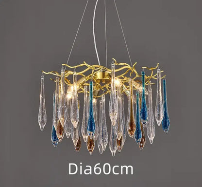 Modern Crystal Water Drop Chandelier, Clear or Colorful, Round or Linear – view 11