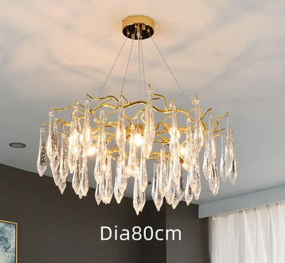 Modern Crystal Water Drop Chandelier, Clear or Colorful, Round or Linear – view 9