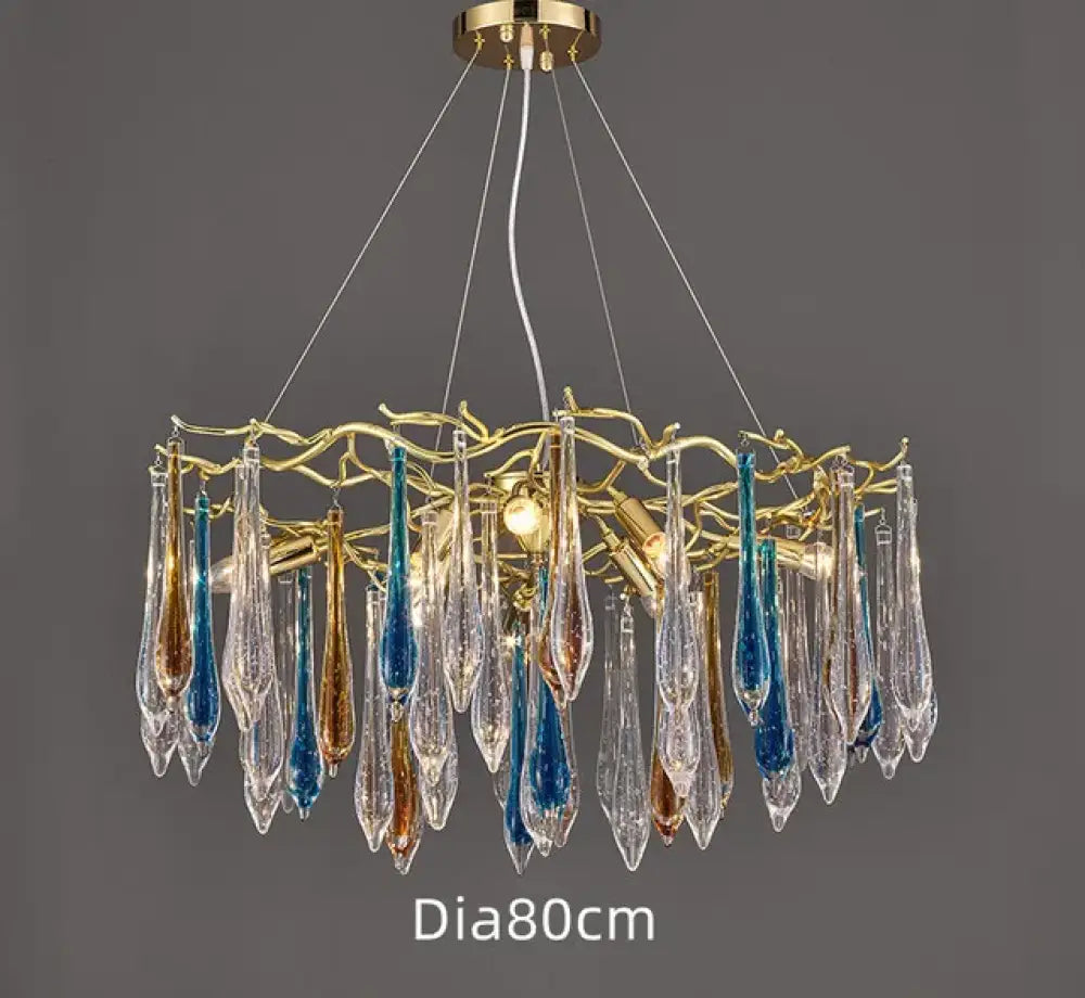 Modern Crystal Water Drop Chandelier, Clear or Colorful, Round or Linear – view 12