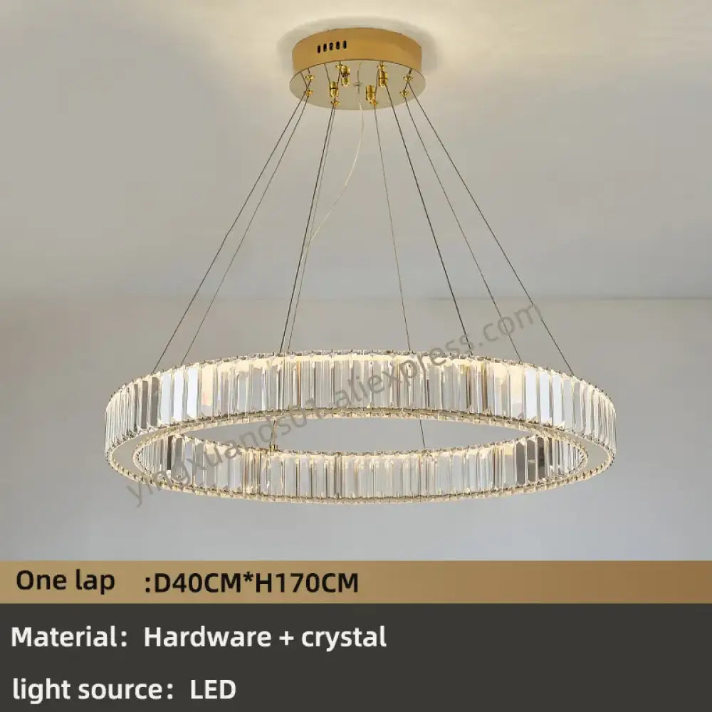 Modern Multi-Ring Crystal Chandelier in Gold or Chrome – view 7