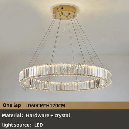 Modern Multi-Ring Crystal Chandelier in Gold or Chrome – view 8