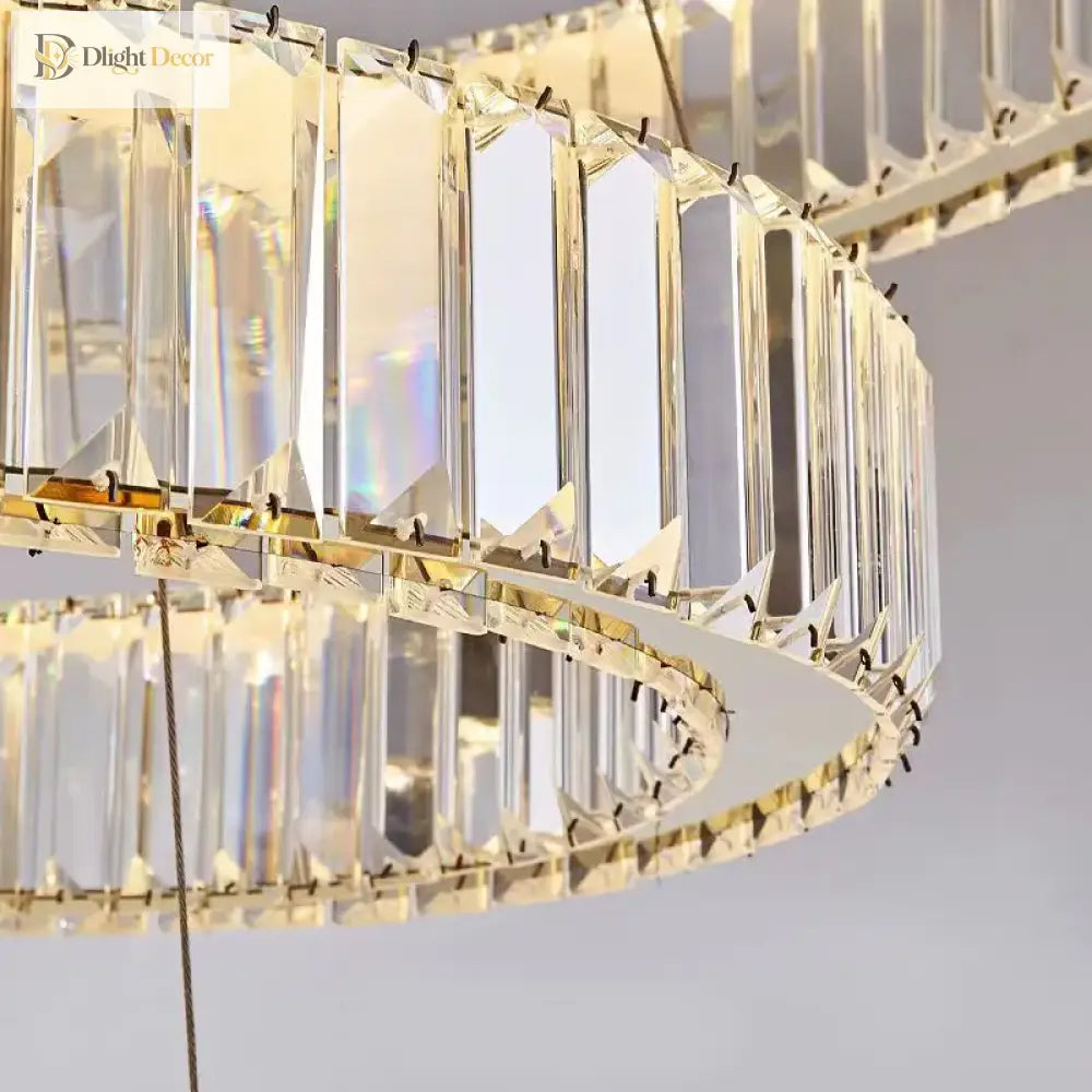 Modern Multi-Ring Crystal Chandelier in Gold or Chrome – view 5