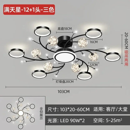 Modern Starry Gold Flush Mount Ceiling Light, Multi-Head – view 9