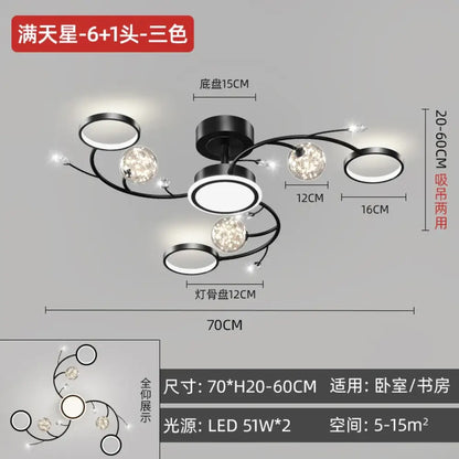 Modern Starry Gold Flush Mount Ceiling Light, Multi-Head – view 11