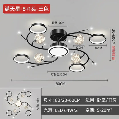 Modern Starry Gold Flush Mount Ceiling Light, Multi-Head – view 13