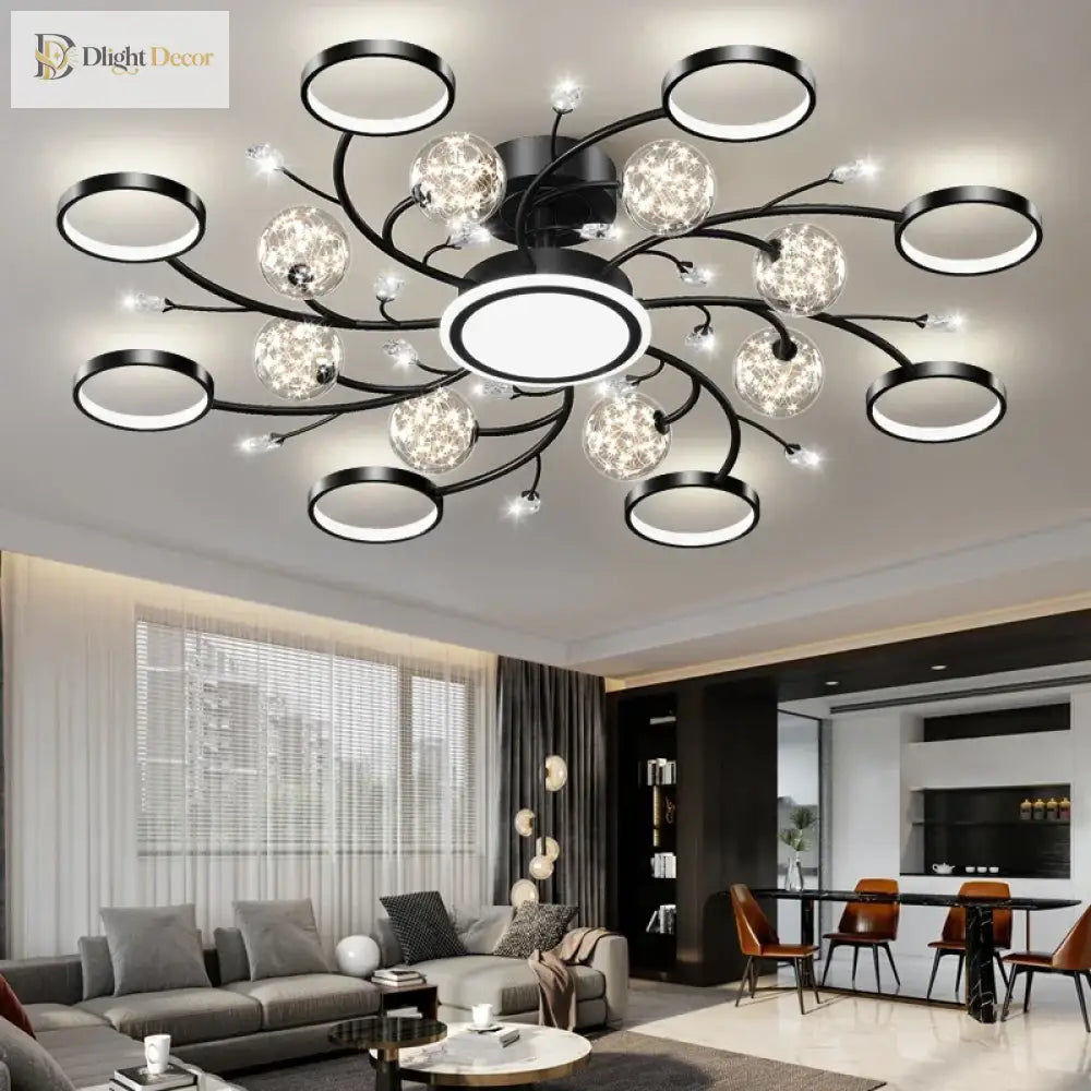 Modern Starry Gold Flush Mount Ceiling Light, Multi-Head – view 4