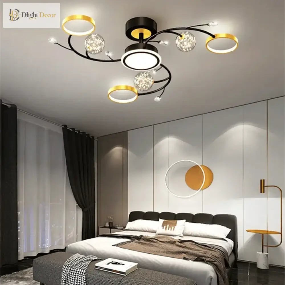 Modern Starry Gold Flush Mount Ceiling Light, Multi-Head – view 3