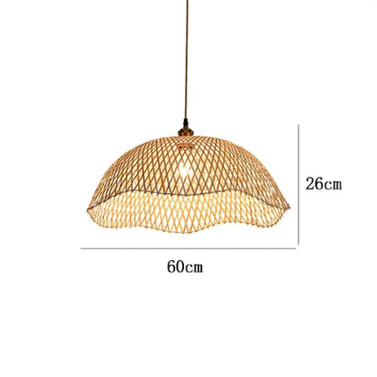 Hand-Woven Bamboo and Rattan Wicker Pendant Light for Dining Room – view 9