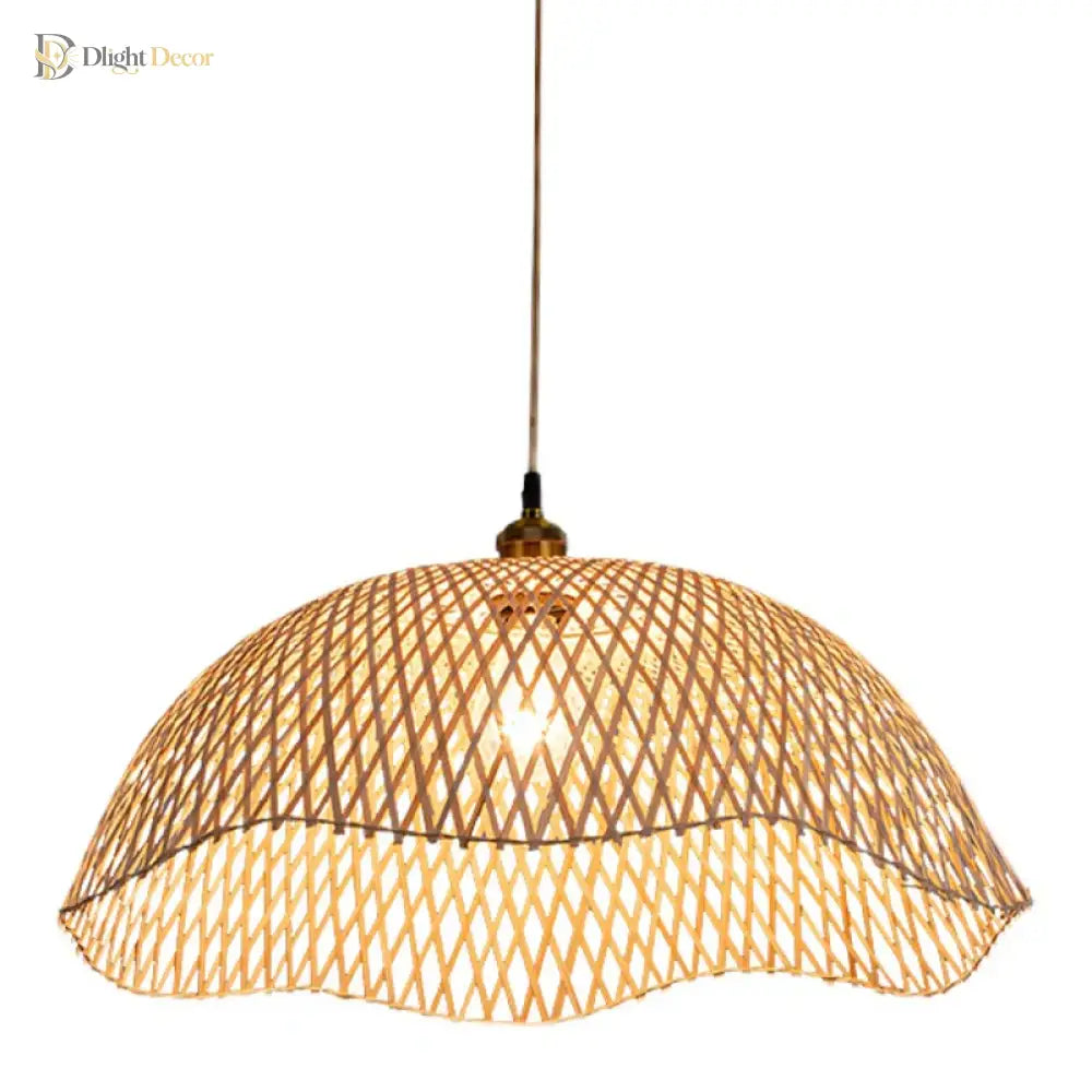 Hand-Woven Bamboo and Rattan Wicker Pendant Light for Dining Room – view 6