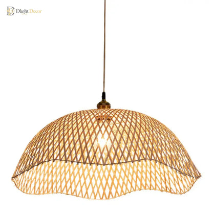 Hand-Woven Bamboo and Rattan Wicker Pendant Light for Dining Room – view 6