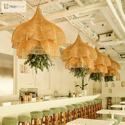 Handmade Petal Rattan Pendant Light for Kitchen Island and Living Room – view 5