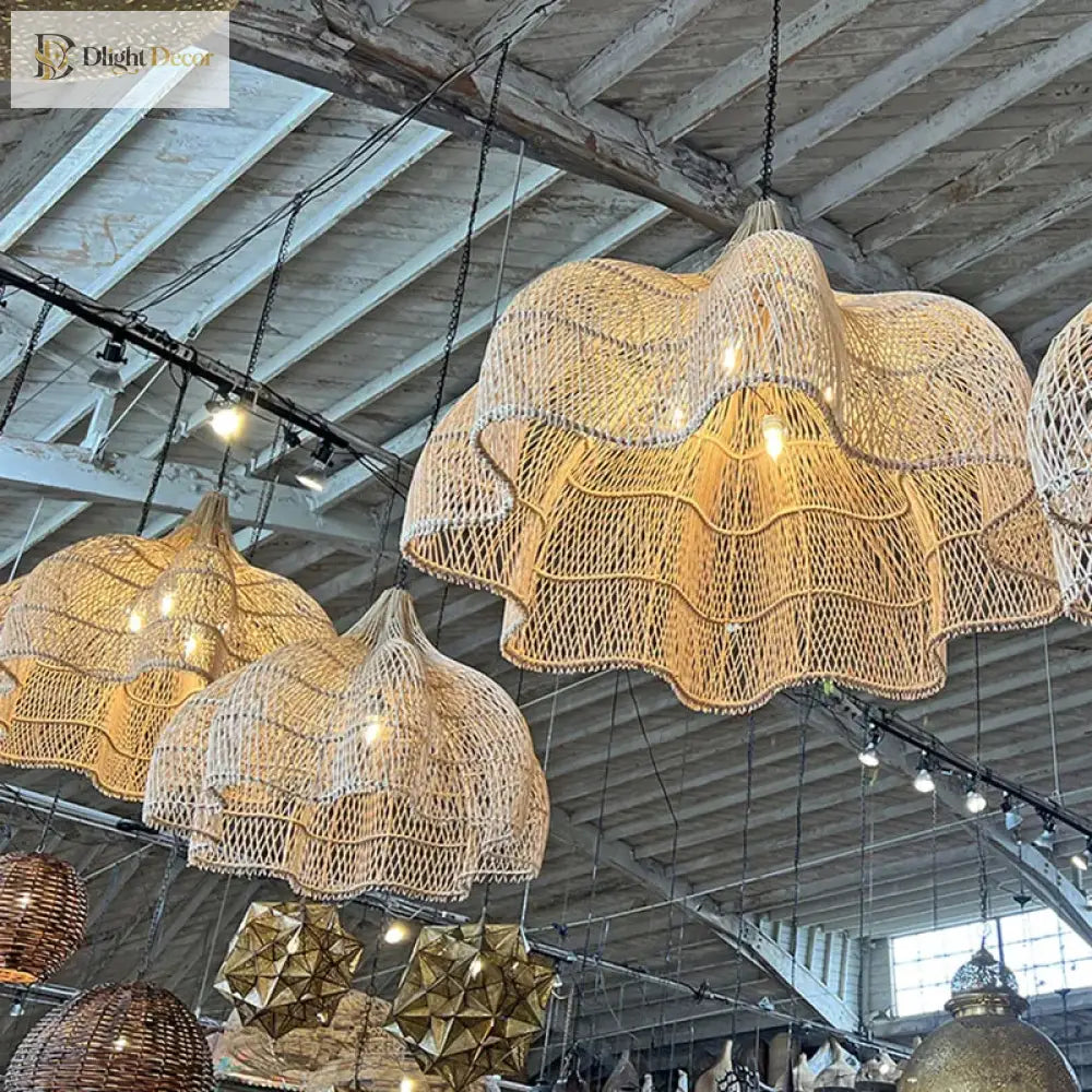 Handmade Petal Rattan Pendant Light for Kitchen Island and Living Room – view 4