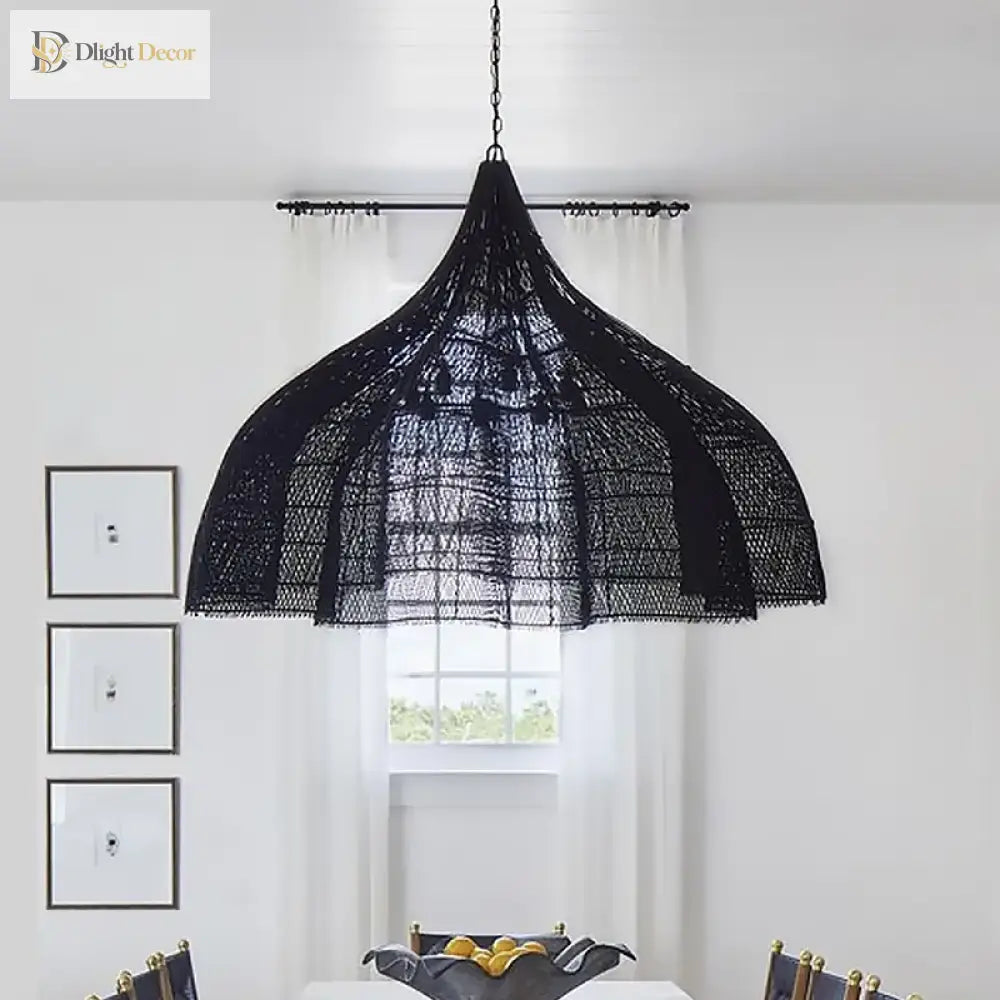 Handmade Petal Rattan Pendant Light for Kitchen Island and Living Room – view 3