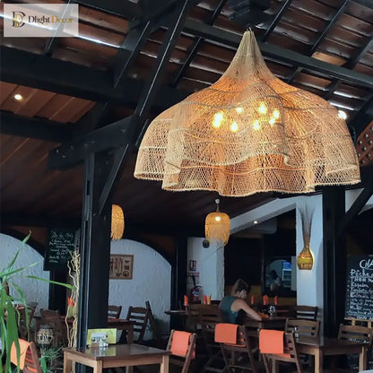 Handmade Petal Rattan Pendant Light for Kitchen Island and Living Room – view 2