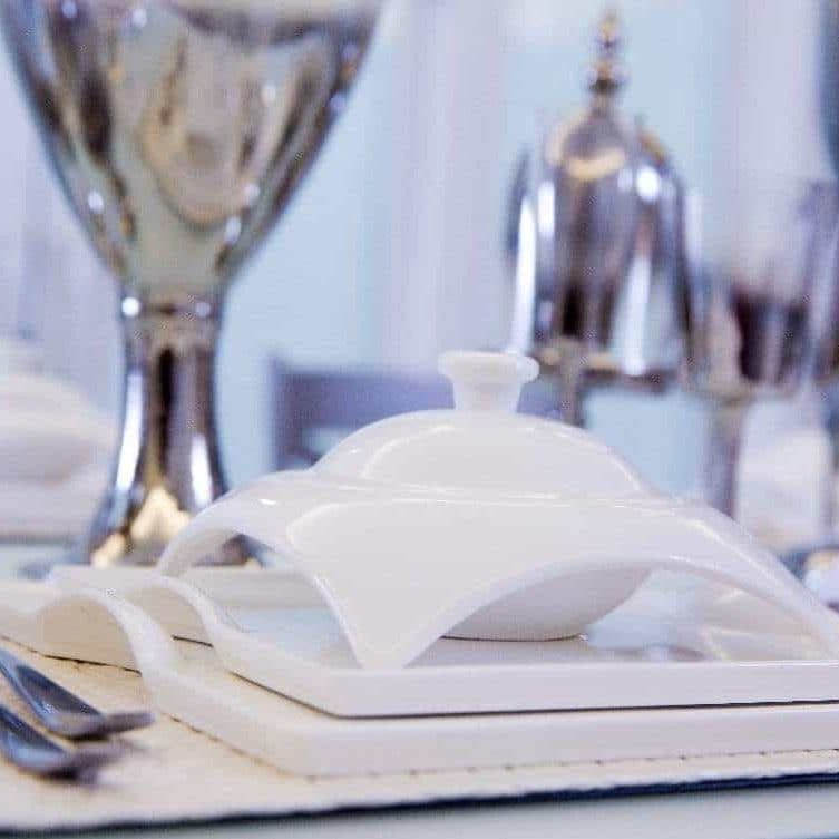 Modern Square White Porcelain Dinnerware Set, 20 Piece Service for 4 – view 19