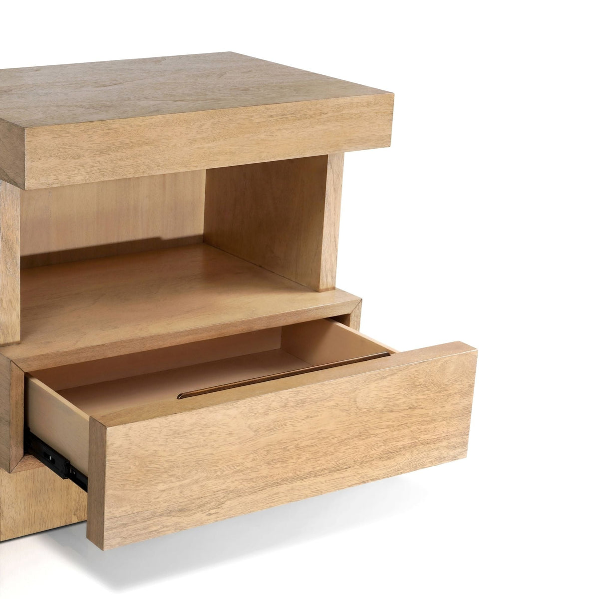 Mona Oak Nightstand with Soft-Close Drawer and Fixed Shelf – view 6