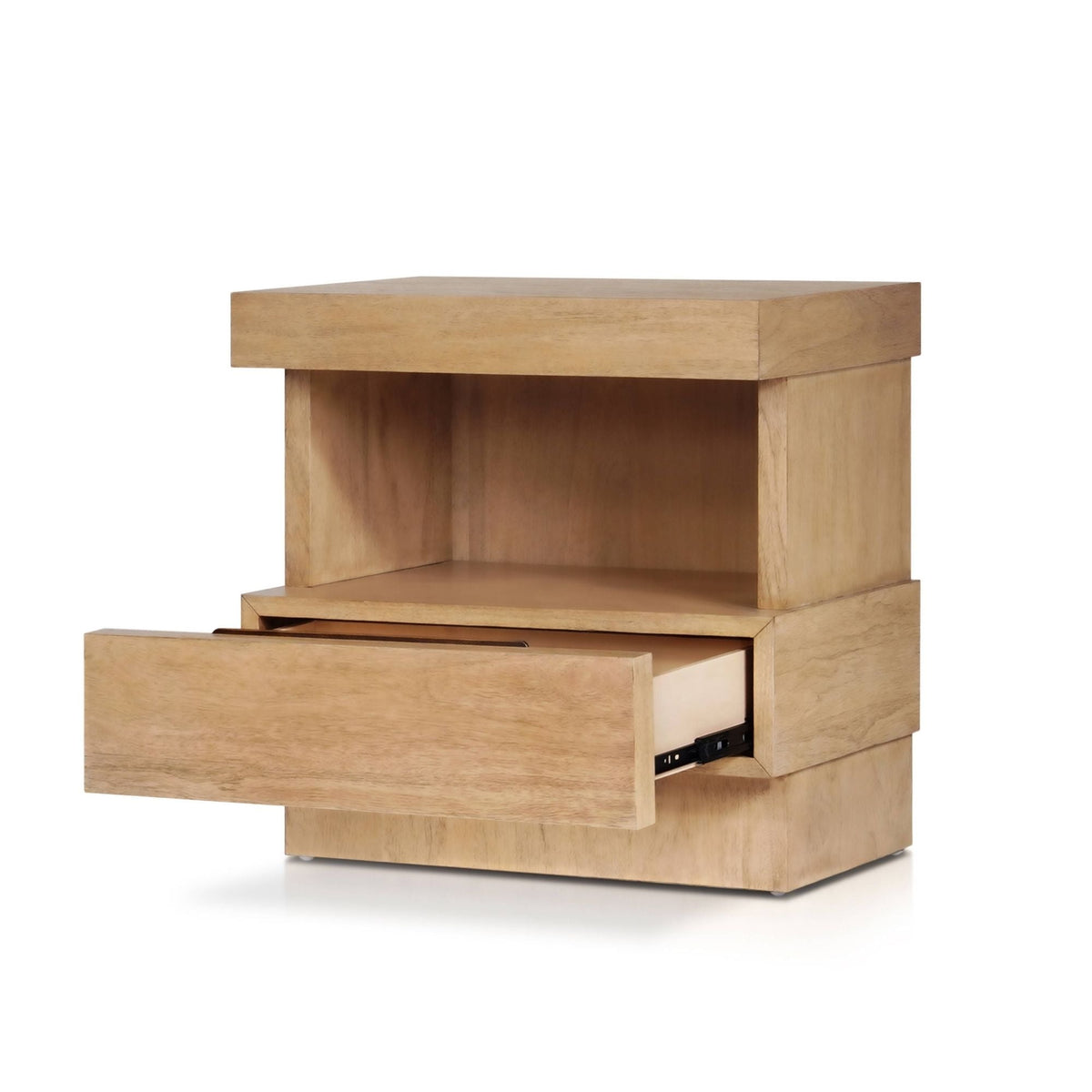 Mona Oak Nightstand with Soft-Close Drawer and Fixed Shelf – view 5