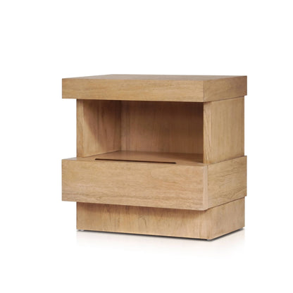 Mona Oak Nightstand with Soft-Close Drawer and Fixed Shelf – view 4