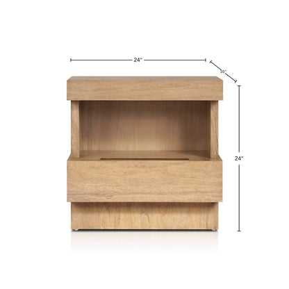 Mona Oak Nightstand with Soft-Close Drawer and Fixed Shelf – view 7