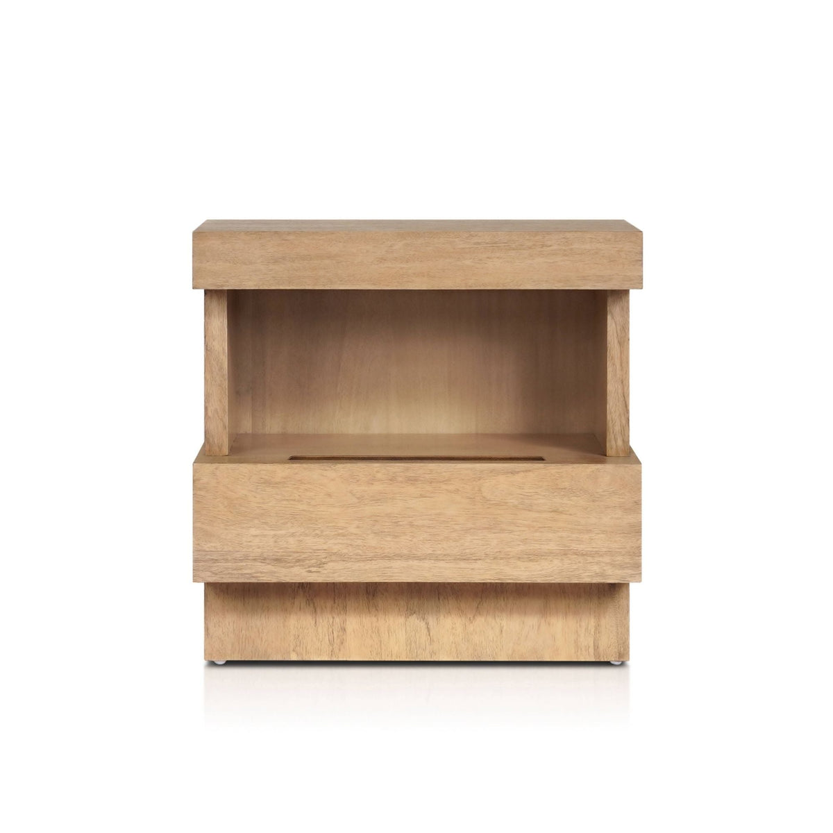 Mona Oak Nightstand with Soft-Close Drawer and Fixed Shelf – view 3
