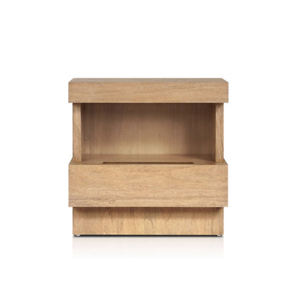 Mona Oak Nightstand with Soft-Close Drawer and Fixed Shelf – view 3