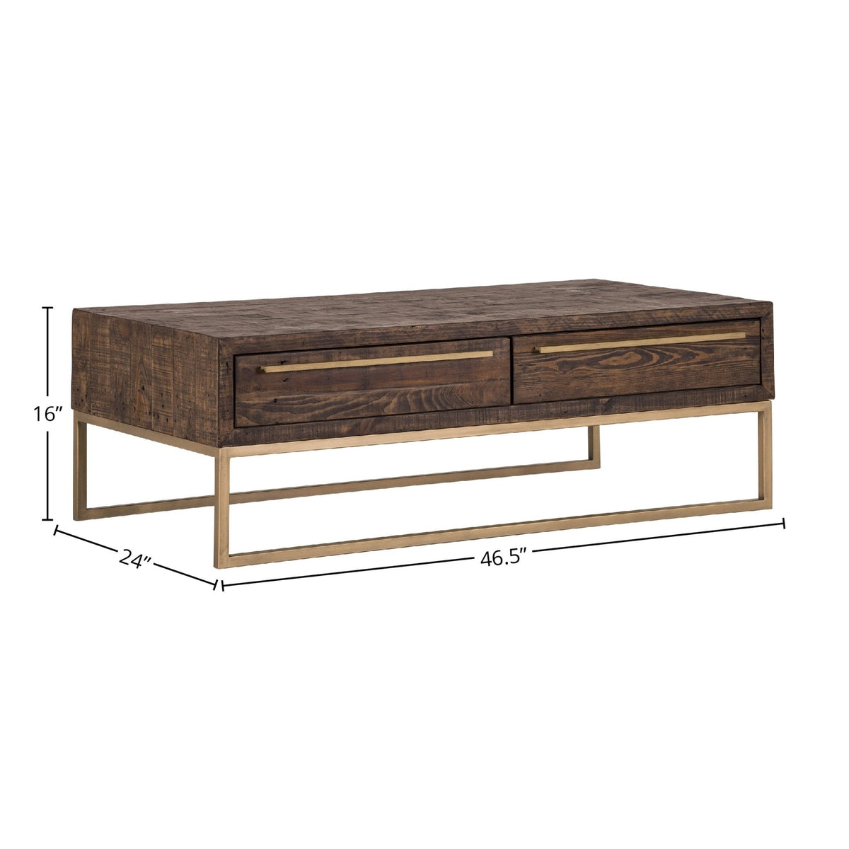 Monterey Reclaimed Pine Wood Coffee Table with Metal Legs, Smokey Taupe – view 6