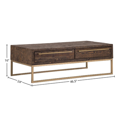 Monterey Reclaimed Pine Wood Coffee Table with Metal Legs, Smokey Taupe – view 6