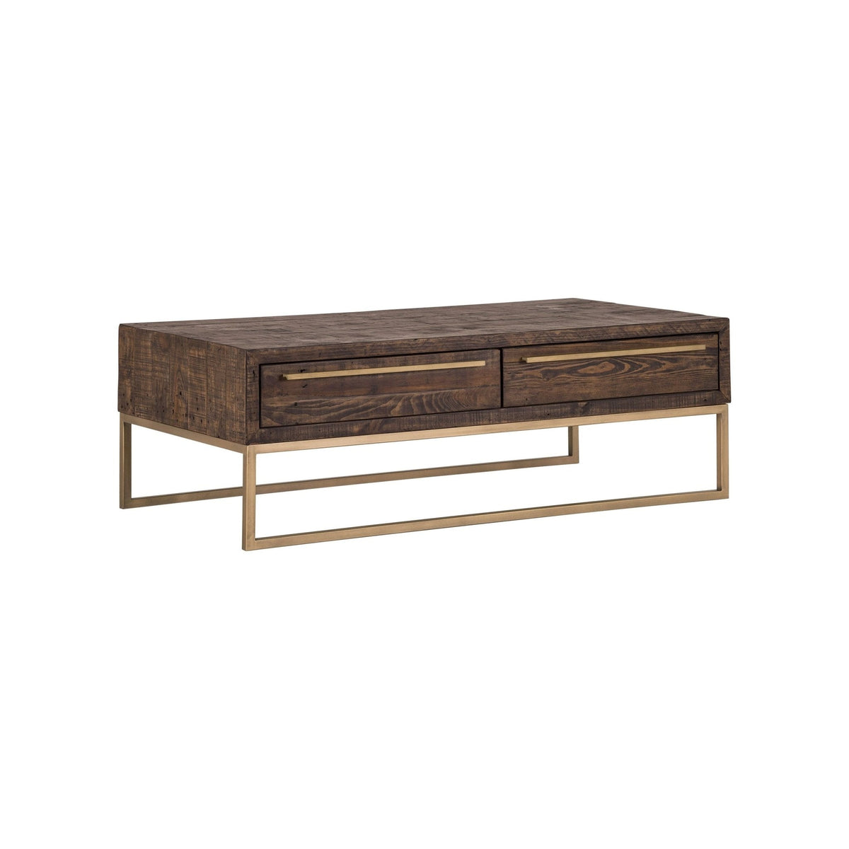 Monterey Reclaimed Pine Wood Coffee Table with Metal Legs, Smokey Taupe – view 4