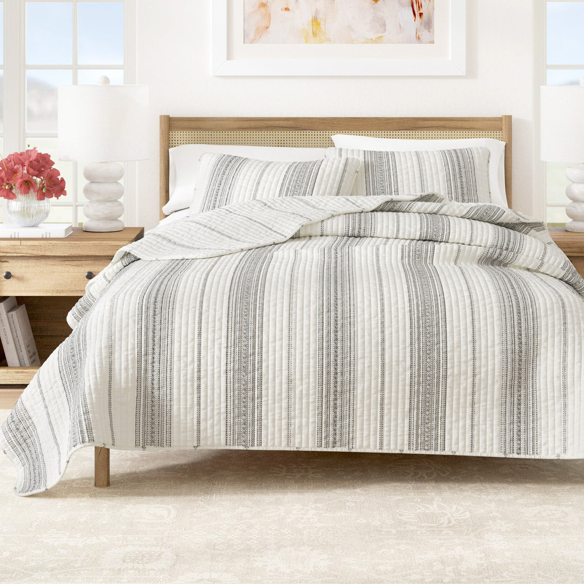 Classic Farmhouse Stripe Reversible Quilt Set – Wesley Collection – view 19