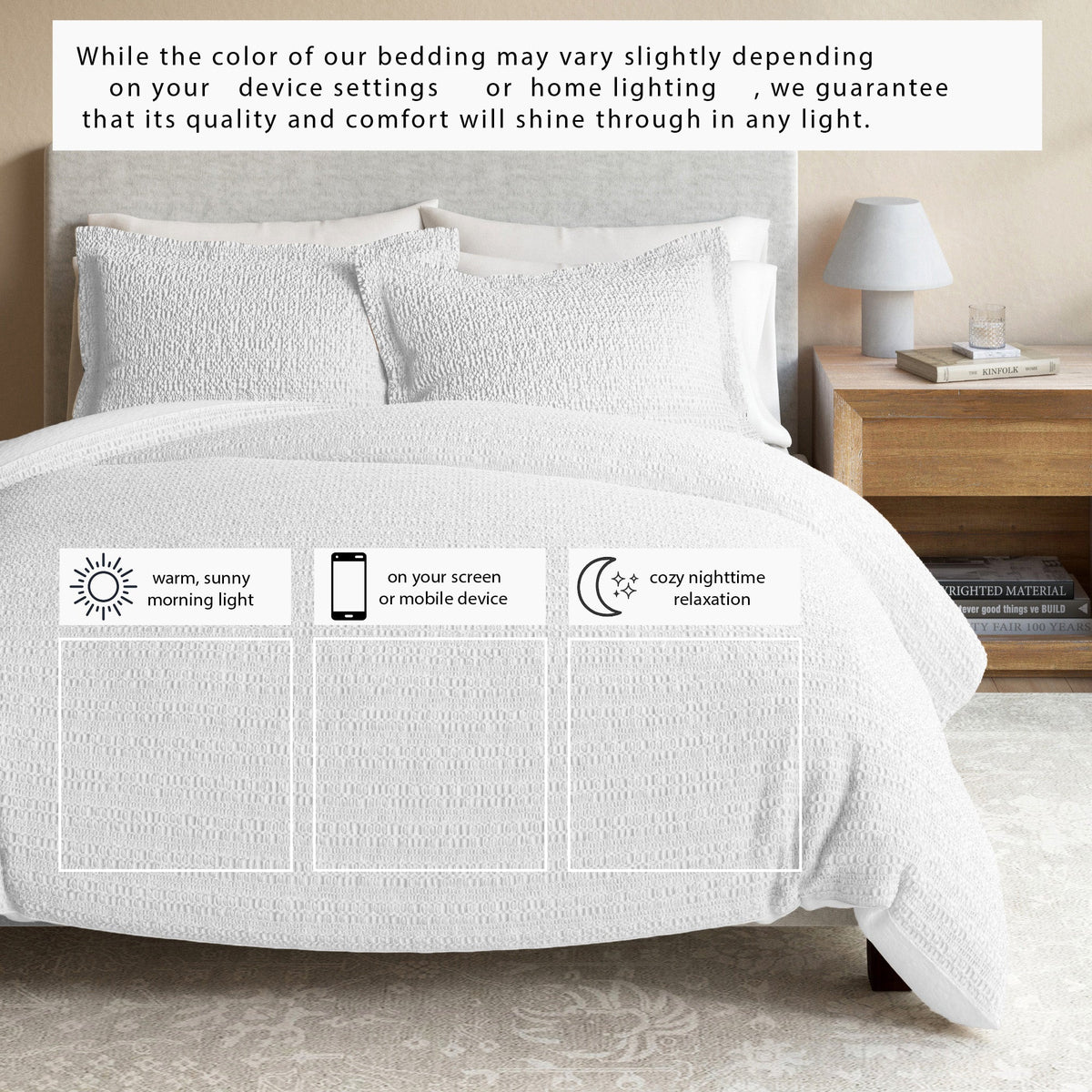 Cotton Honeycomb Waffle Weave Duvet Cover Set – Mattea Collection – view 6