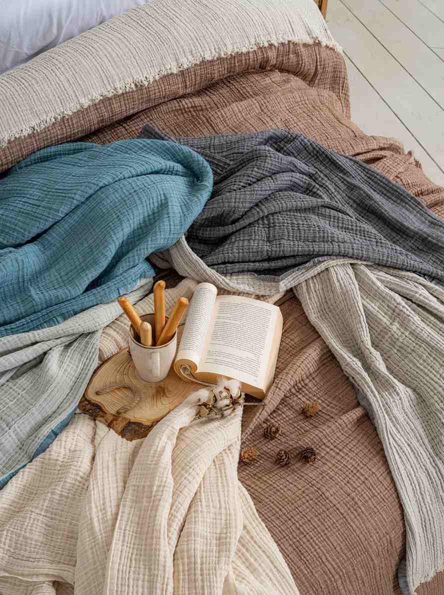 Queen 4-Layer Turkish Muslin Cotton Blanket, 95 x 95 Inch – view 3